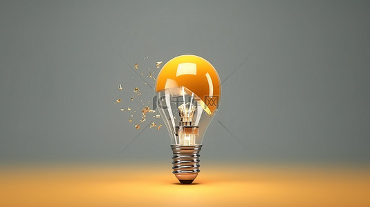 创新与创业背景图片_照明玻璃灯泡与火箭发射在最小的想法概念 3d 渲染