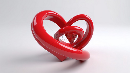 真实的 3D 渲染红心图标完美的爱情符号，用于白色背景上的网络和应用程序使用