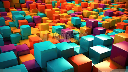 以 3d 呈现的彩色立方体为特色的抽象背景