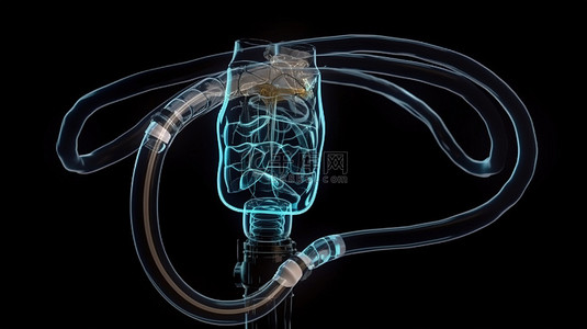 隔离在黑色 x 射线内窥镜上创建胃的 3d 渲染