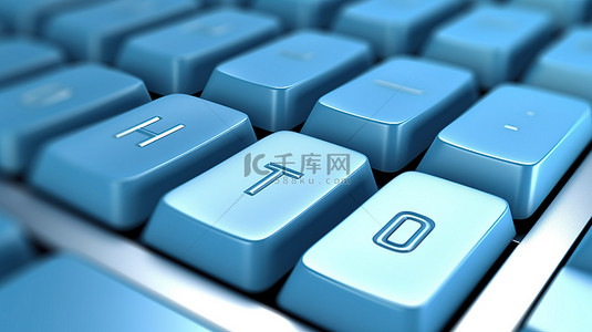 筹款活动背景图片_带有蓝色捐赠键的白色 PC 键盘的特写 3D 渲染