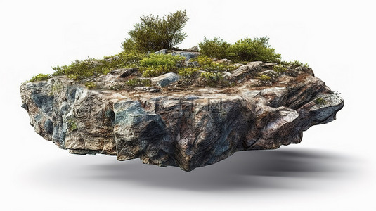景观平面背景图片_孤立的背景平面石材在令人惊叹的 3D 插图中飞翔