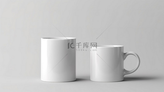 瓷咖啡杯子背景图片_白色背景上经典白色杯子的空白模板样机风格前视图，非常适合个性化和定制