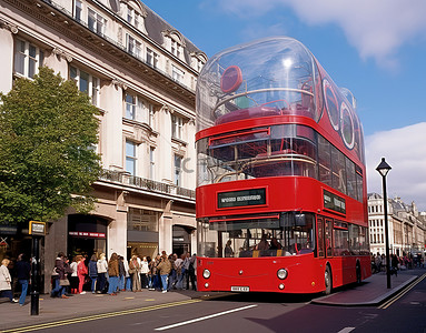 欧洲背景图片_伦敦街上的双层巴士
