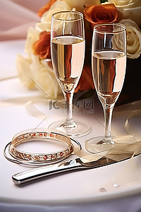 礼卡背景图片_两个结婚戒指和一张婚礼卡
