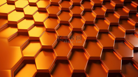 蜂窝图案背景图片_蜂窝图案产品展示抽象几何背景与浅橙色 3d 元素