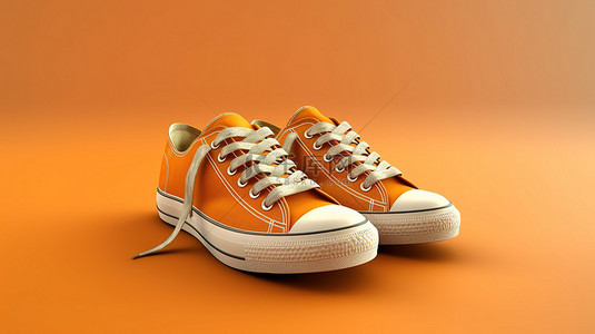 新鲜设计的橙色牛仔运动鞋，在充满活力的背景下展现出现代风格