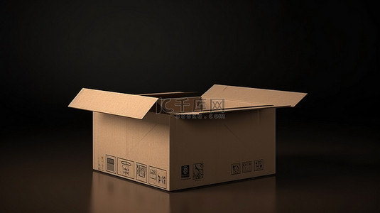 瓦楞包装样机背景图片_纸板箱纸箱或包裹的空白空间 3D 渲染是交付货物的完美图像