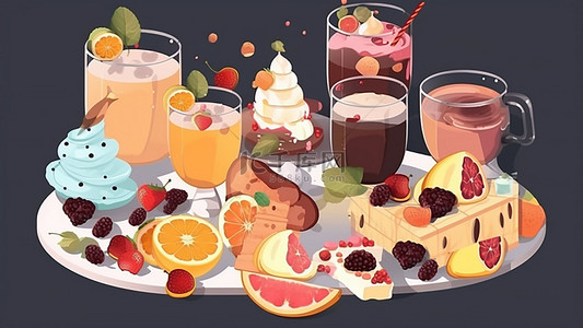 彩色水果冰棍背景图片_食物水果美食雪糕