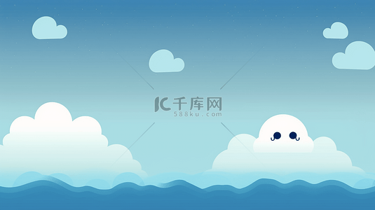 表情云彩背景图片_云朵表情插画卡通可爱的天空背景