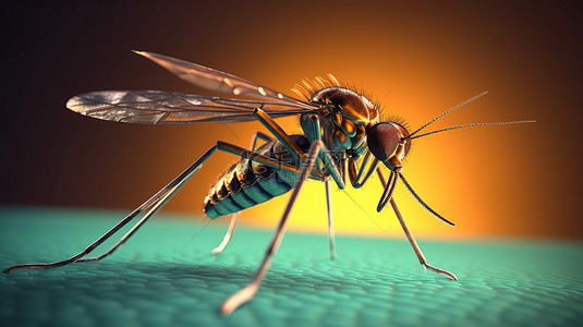 视力健康背景图片_3d 蚊子渲染