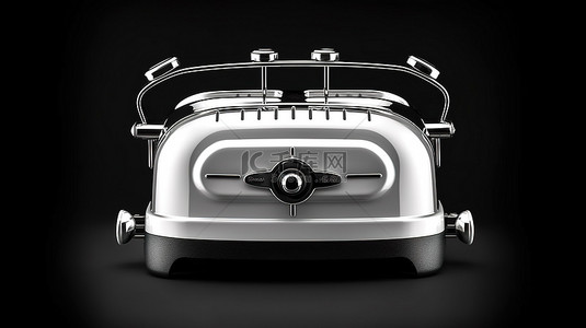 复古厨房用具单色老式华夫饼铁烤面包机，具有 3D 渲染前视图
