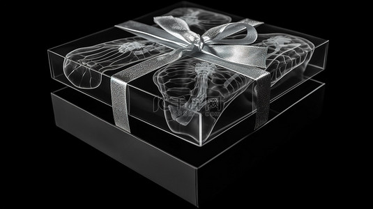 黑色蝴蝶结背景图片_以 3d 呈现的黑色隔离 x 射线礼品盒