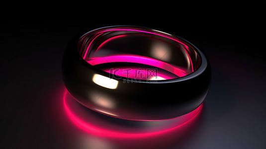 使用 3d 技术渲染黑色和粉红色调的光滑发光环
