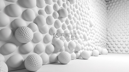 高尔夫比赛背景图片_3D 渲染中由白色高尔夫球表面制成的墙