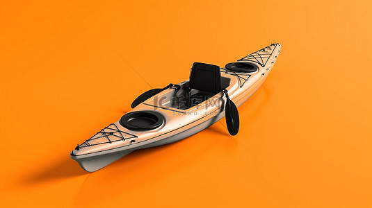 钓鱼背景图片_橙色背景下单色皮划艇的 3D 渲染