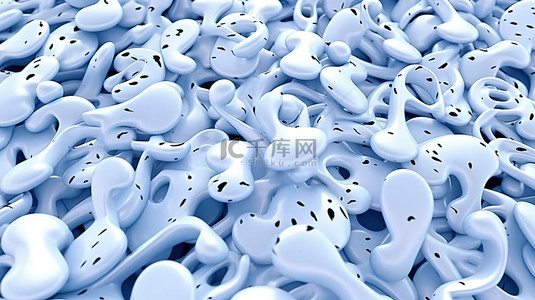 茉莉花歌曲背景图片_蓝色背景与白色音符的 3d 插图