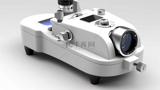 眼部按摩法背景图片_用于白色背景下眼睛测试的光学自动折射仪的 3D 渲染