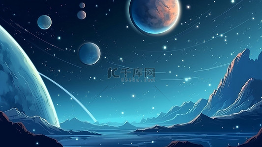 星星蓝色背景图片_游戏太空星光