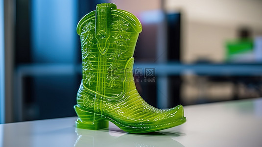 模糊背景背景图片_3D打印涂有珐琅的靴形物体