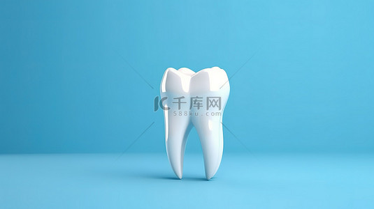 牙科背景图片_蓝色背景上的 3D 牙齿模型是牙科检查和口腔卫生维护的象征