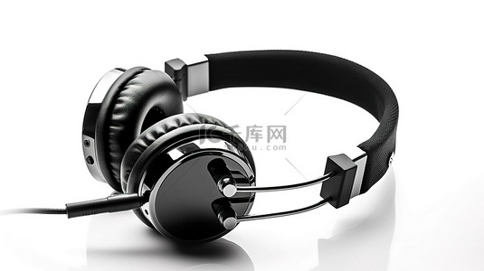 小象背景图片_白色背景上孤立的 3D 插图中的标志性黑色复古耳机