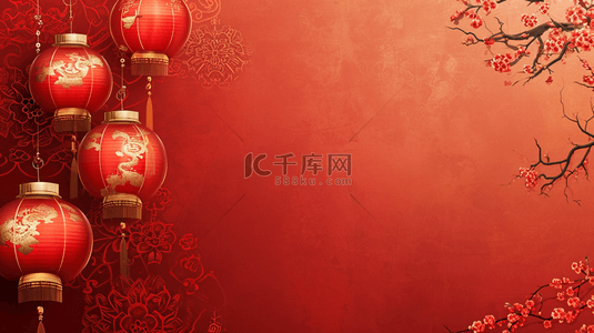 喜庆花纹背景图片_红色中国春节喜庆灯笼的背景图1