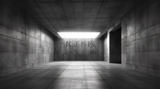 灰色水泥背景图片_3d 抽象混凝土房间巨大的阴暗内部