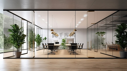 人事行政头像背景图片_行政办公室玻璃墙模型的 3D 渲染