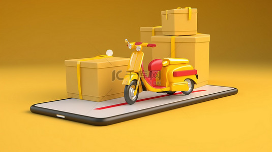送货及时背景图片_3d 中的移动交付服务概念呈现实时订单跟踪顺畅的物流和及时的交付