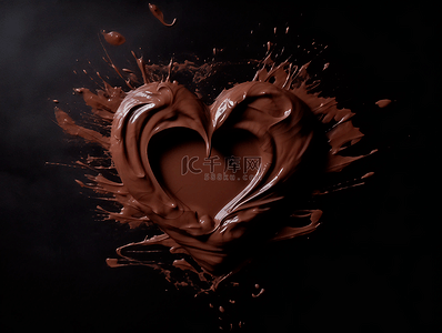 爱心巧克力液体飞溅摄影广告背景