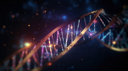 基因dna背景图片_DNA 结构的 3D 渲染概念图
