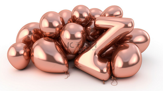 精致的 3D 插图字母字母 a z 玫瑰金色气球