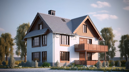 房屋的建筑项目令人惊叹的 3D 渲染
