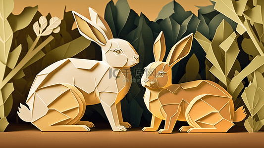 几何形象背景图片_动物几何兔子背景