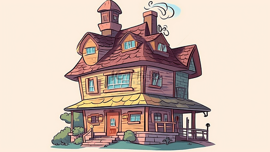卡通房子背景图片_卡通房子卡通别墅三层房背景