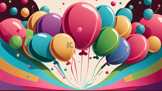 彩彩条背景图片_生日气球彩条背景