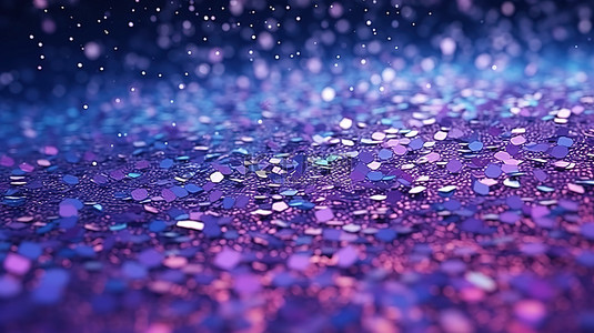 闪闪发光的紫色和蓝色颗粒抽象背景非常适合 3D 渲染壁纸
