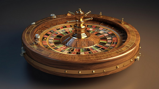令人惊叹的 3D 渲染中孤立的木制赌场轮盘赌