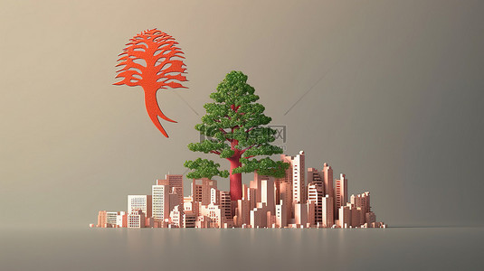 黎巴嫩蓬勃发展的经济信息图表和社交媒体的 3D 渲染