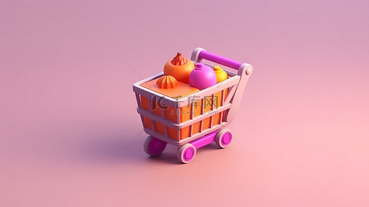 购物车图标背景图片_Instagram 社交媒体帖子，带有 3D 设计中的购物车图标