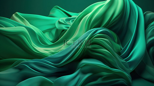 3d 艺术时尚背景中的绿色丝绸