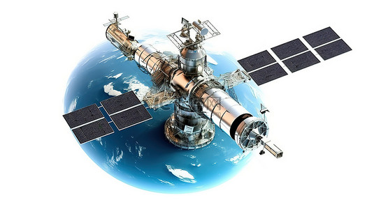 现代白色世界中全球导航卫星的 3d 渲染