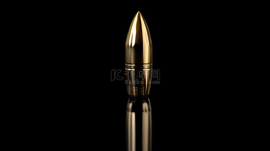 子弹背景图片_带镜面反射的黑色背景上单颗子弹的 3D 渲染