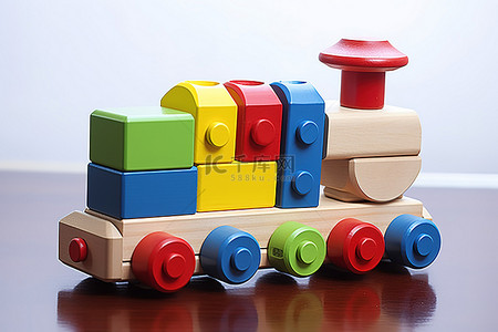 玩具交通工具背景图片_三块积木火车火车套装 10 件
