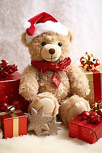圣诞泰迪熊和一些圣诞礼物