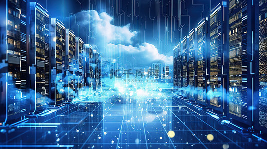 云服务背景图片_具有云计算互联网连接和尖端背景的创新技术网络，在 3D 渲染中展示云服务和存储概念