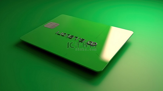 绿色背景 3d 渲染的时尚信用卡