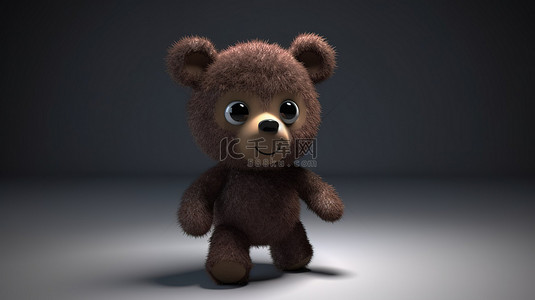 可爱的泰迪熊在运动 3d 渲染图像