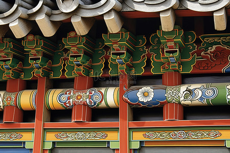 图案细节背景图片_一座拥有色彩缤纷细节的韩国建筑